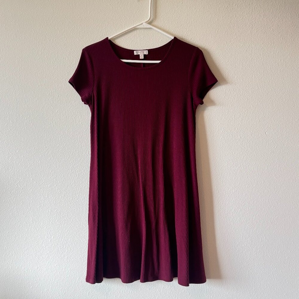 Love Fire Maroon T-Shirt Dress